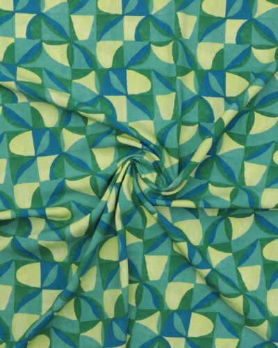 Mønster i blå/grøn/lysegrøn - Viskose (Ecovero)