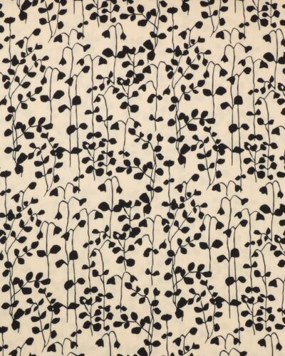 Snerler og blade i sort på cremefarvet bund - Twillvævet Viskose (Ecovero)