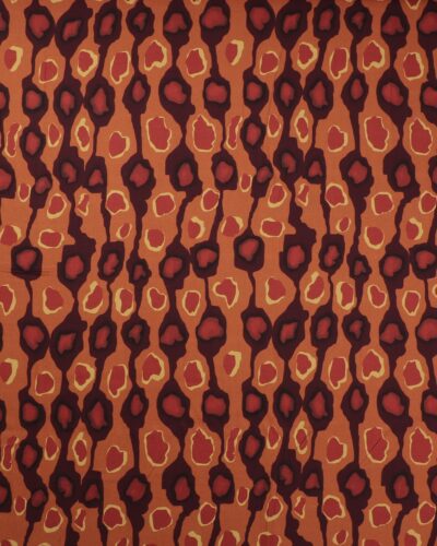 Mønster i rust og brændt orange - Twillvævet viskose