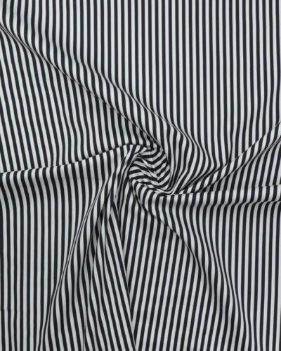 Mørkeblå og hvide 5 mm striber - Bomuld