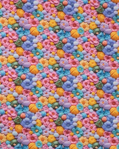 Blomster i garn/strik - Bomuld