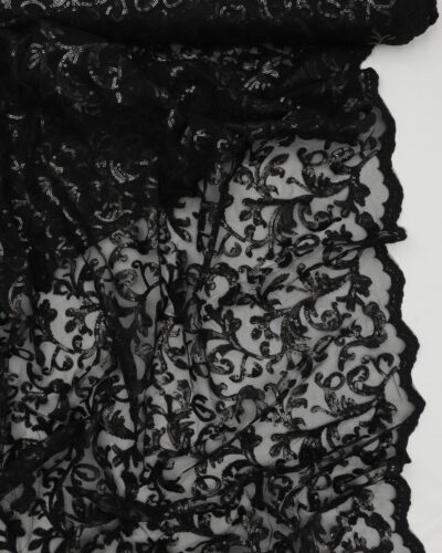 Sort tyl med sorte palietter - Polyester