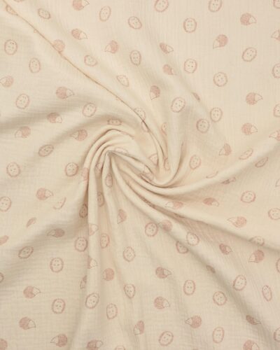 Cremefarvet med pindsvin - Double Gauze/musselin stof