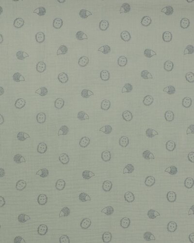 Lysegrøn med pindsvin - Double Gauze/musselin stof