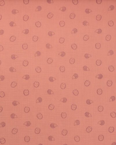 Laksefarvet med pindsvin - Double Gauze/musselin stof