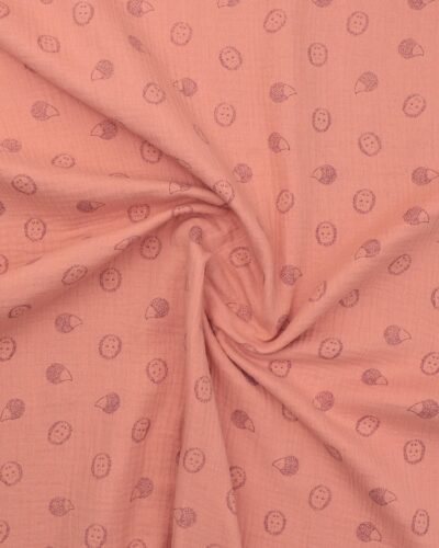 Laksefarvet med pindsvin - Double Gauze/musselin stof