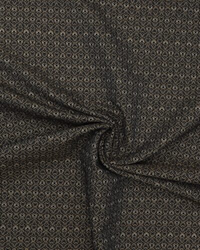 Brokade, mønster i sort/grå/guld/offwhite - Bomuld/polyester