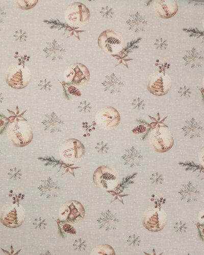 Lysegrå med julemotiver - Tekstilvoksdug