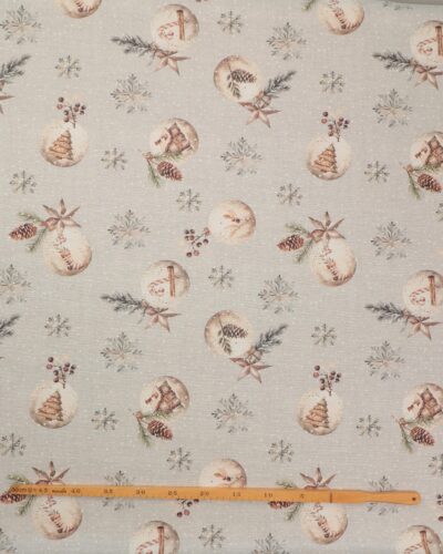 Alternative view of Lysegrå med julemotiver - Tekstilvoksdug