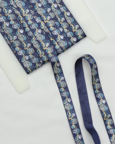 Blå m. blomster og lidt glimmer - ca. 18 mm