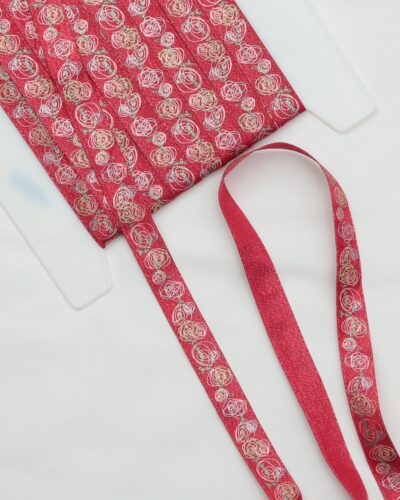 Rød m. blomster og lidt glimmer - ca. 18 mm