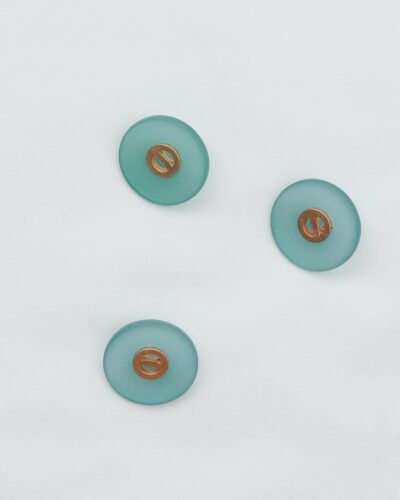 Øjeknap, petrol m. guld - ca. 20 mm