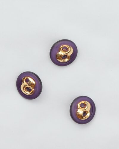Øjeknap, aubergine m. guld - ca. 15 mm