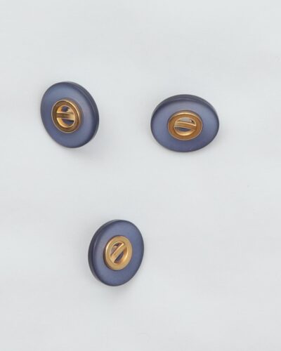 Øjeknap, blå m. guld - ca. 15 mm