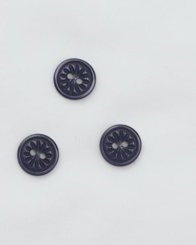 2-huls, mørkeblå med blomst i midten - ca. 13 mm