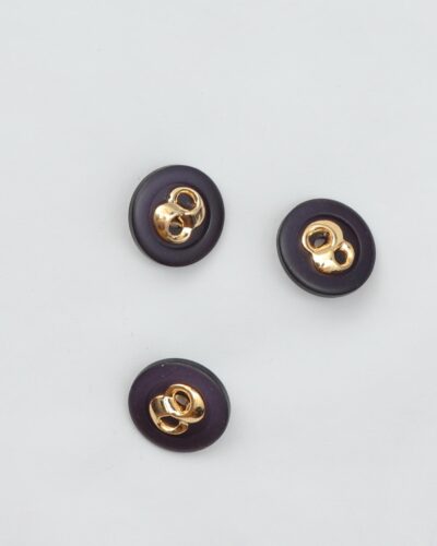 Øjeknap, aubergine m. guld - ca. 20 mm