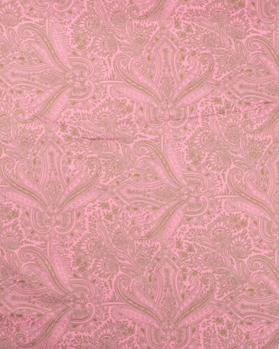 Lyserød med lysebrunt mønster - Twillvævet bomuld