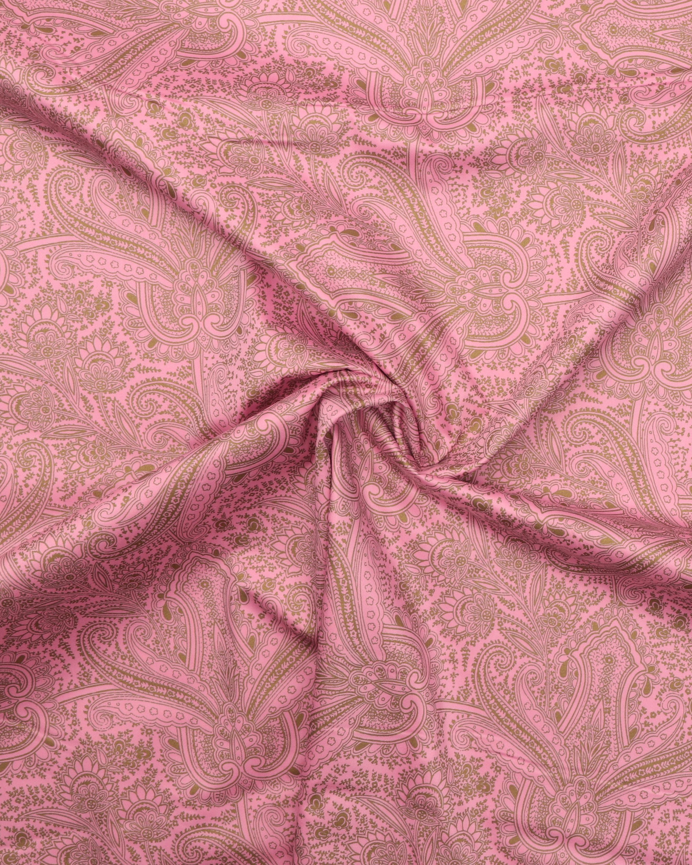 Lyserød med lysebrunt mønster - Twillvævet bomuld 5 Lyserød med lysebrunt mønster - Twillvævet bomuld - Billede 3