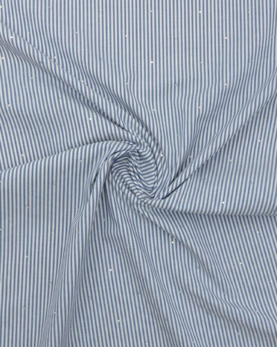 Hvid/blå striber med sten - Bomuld