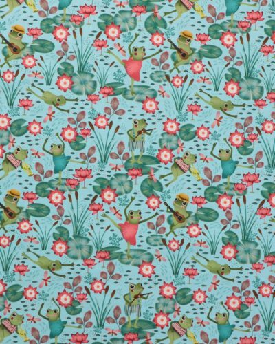 Lake night serenade, frøer danser og spiller musik - Patchwork