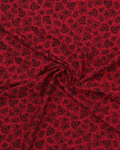 Mørkerød med sort mønster - Bomuld/polyester