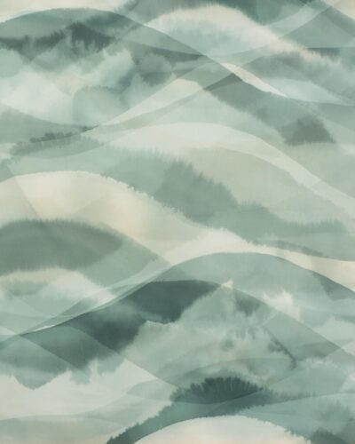Bølget mønster i grønne farver - Gardinstof