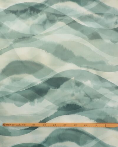Alternative view of Bølget mønster i grønne farver - Gardinstof