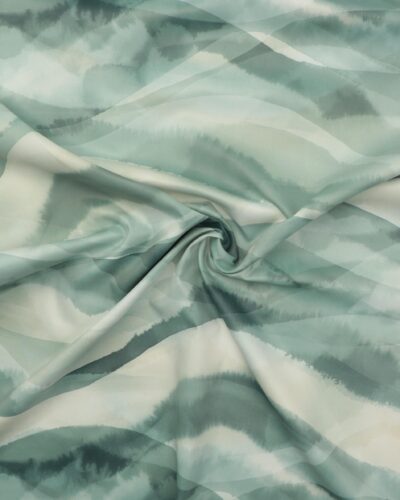 Bølget mønster i grønne farver - Gardinstof