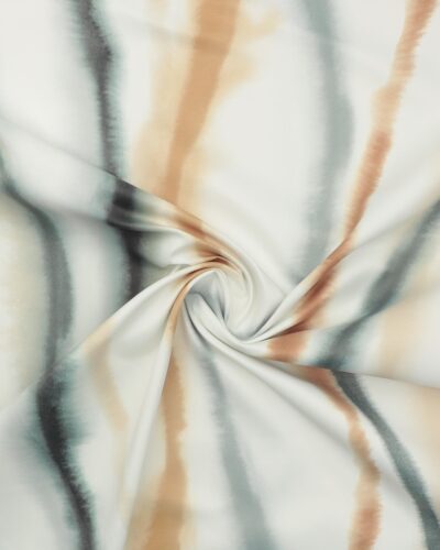 Bølget linjer i brune og grønne farver - Gardinstof