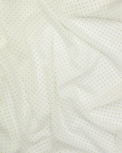 Hvid voile med limegrønne prikker