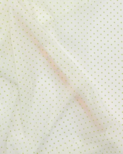 Hvid voile med limegrønne prikker