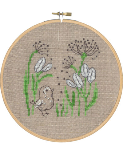 Fugl ved bælgblomst - Ø 18 cm