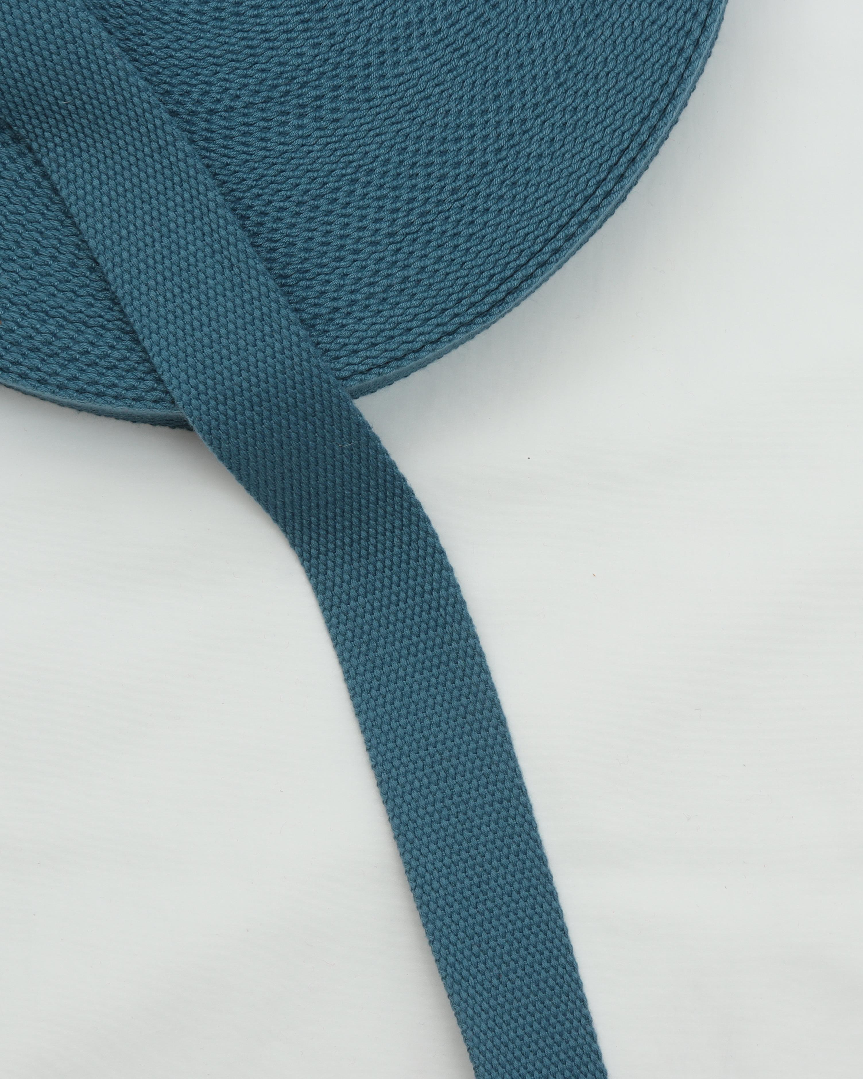 Støvet blå, bomuld - Gjordbånd 32 mm - 100% Bomuld