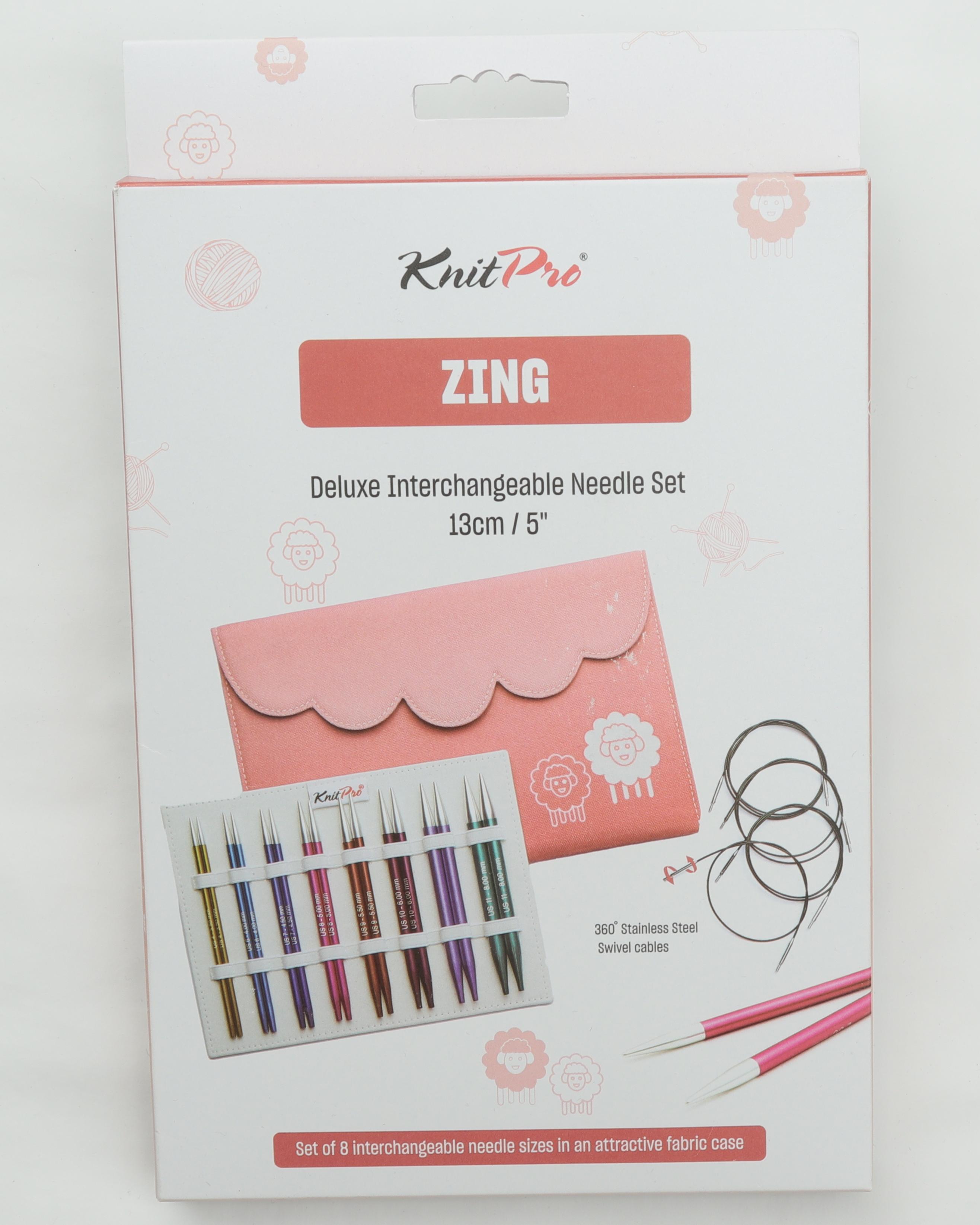 Knitpro zing deluxe sæt kabelpinde+swivel