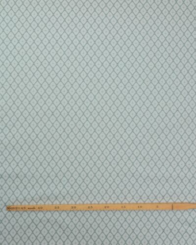 Alternative view of Offwhite med grønt rombemønster - Gardinstof