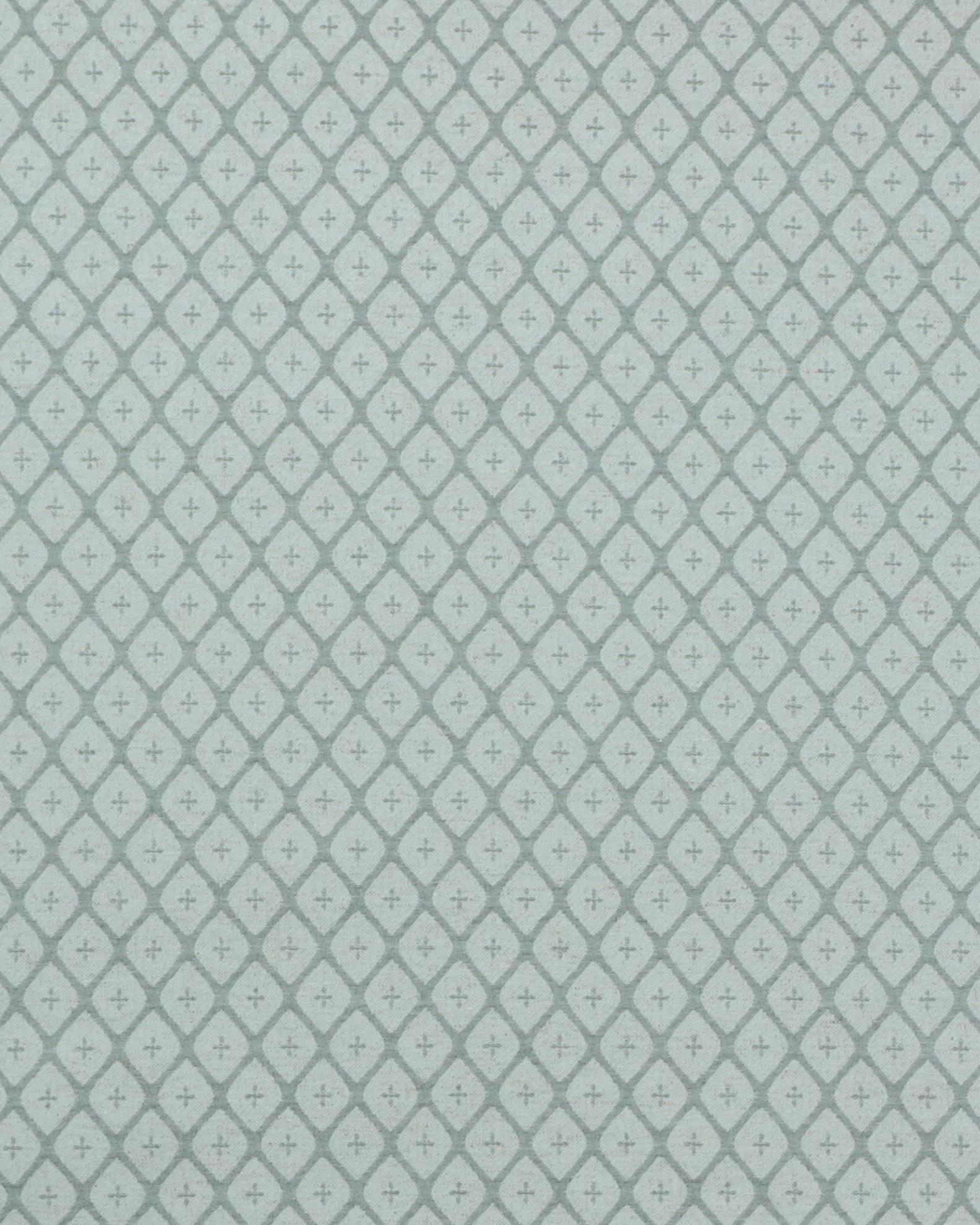 Offwhite med grønt rombemønster - Gardinstof - 24% Bomuld, 38% Polyester, 12% Hør, 26% Viskose