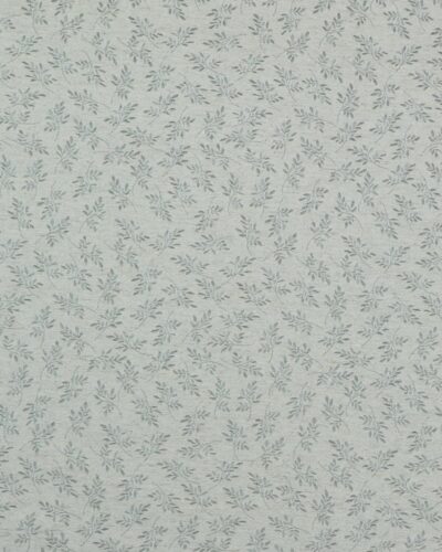 Offwhite med grønt bladmønster - Gardinstof