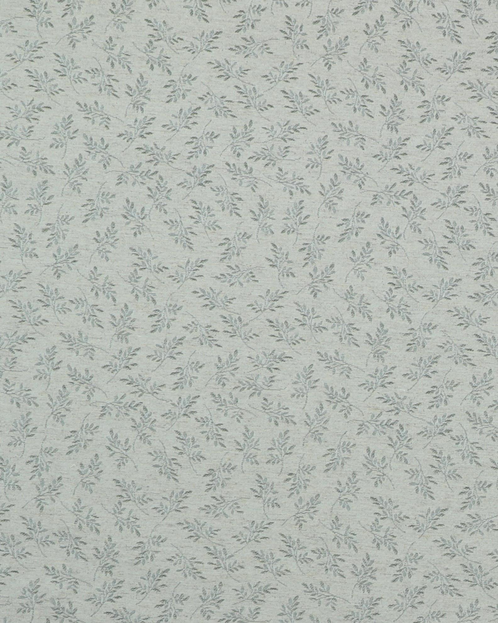 Offwhite med grønt bladmønster - Gardinstof - 24% Bomuld, 38% Polyester, 12% Hør, 26% Viskose