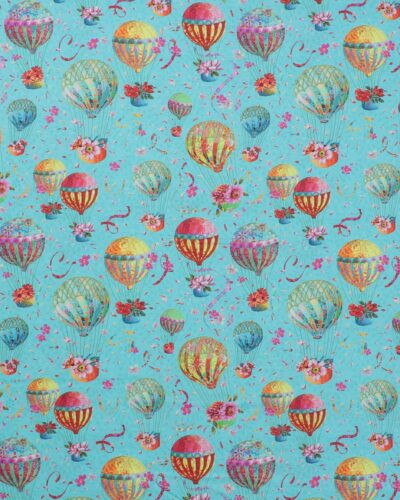 Luftballon med blomster i kurven - Patchwork