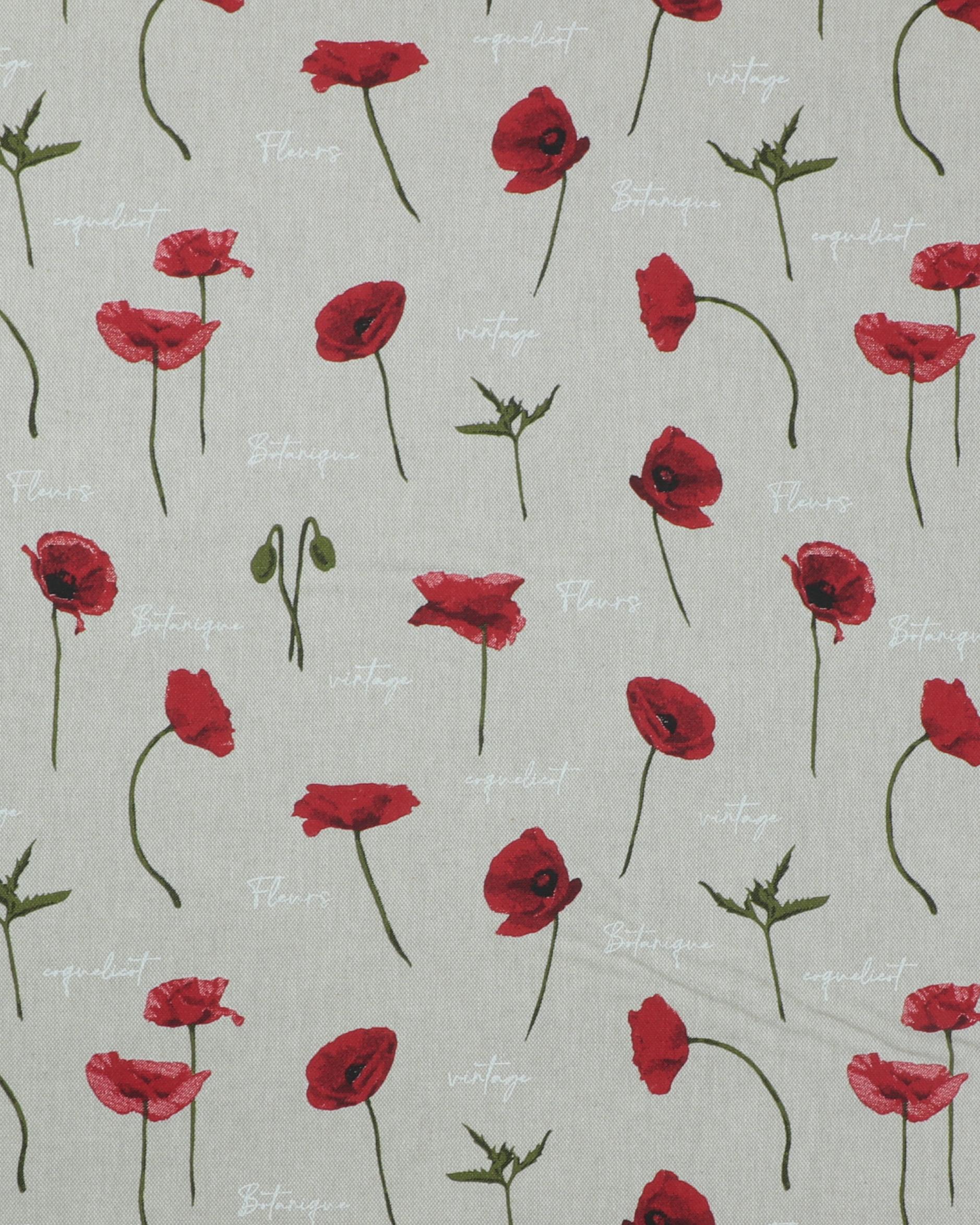 Lys natur med valmuer - Boligtekstil - 10% Polyester, 90% Bomuld