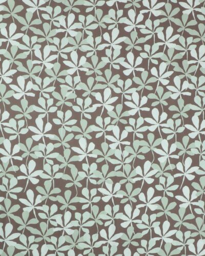 Bladmønster på mørk oliven - Twillvævet viskose