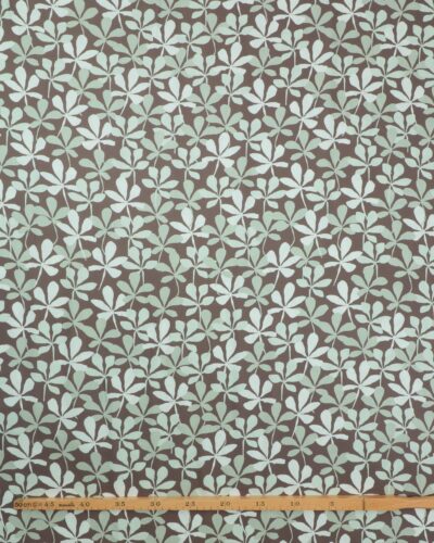 Alternative view of Bladmønster på mørk oliven - Twillvævet viskose