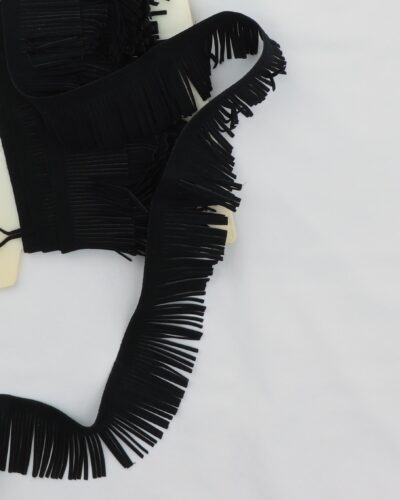 Sorte frynser i imiteret ruskind - ca. 5 cm