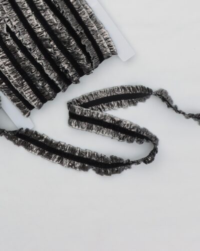 Sort flæseelastik med sølv - 30 mm