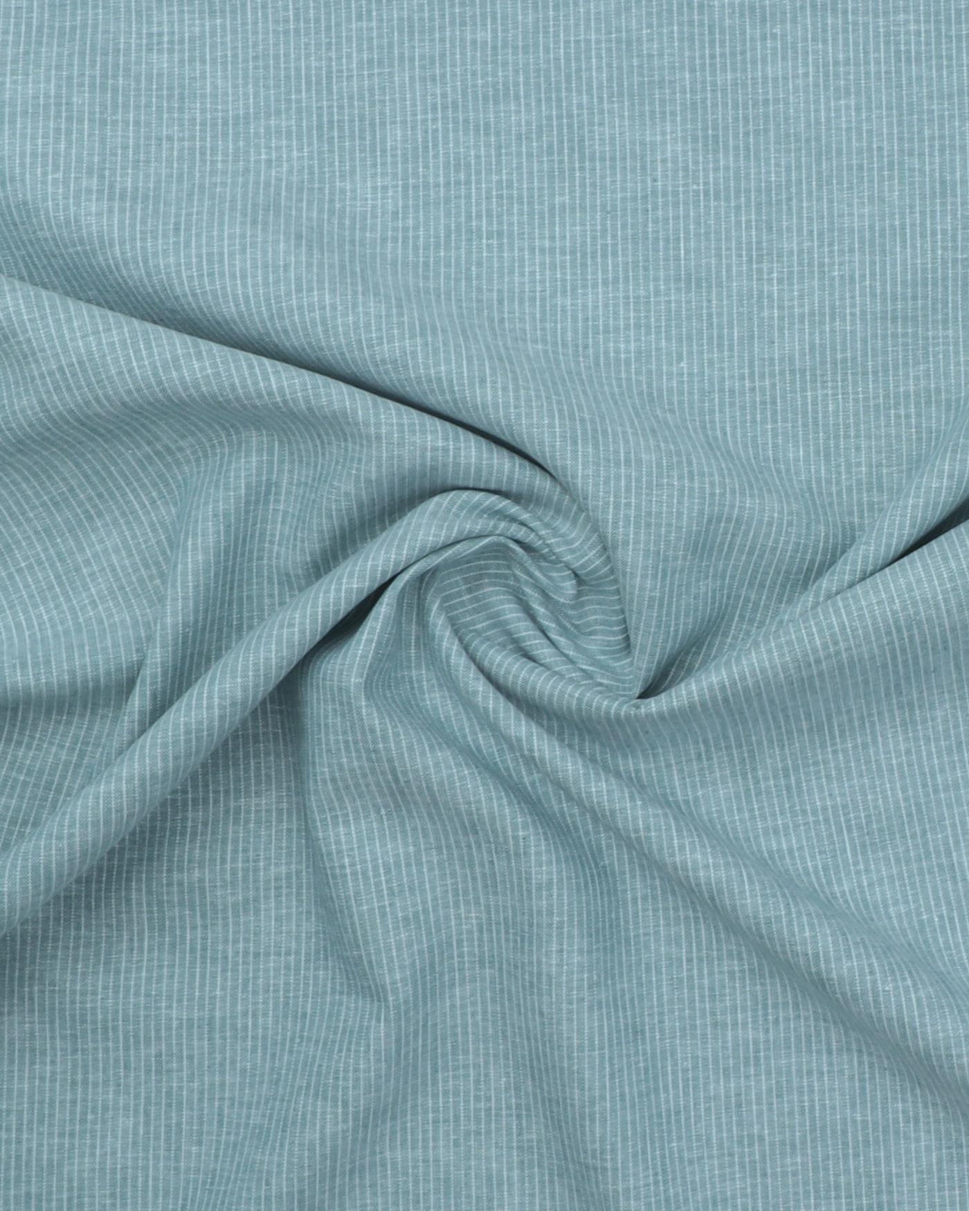 Meleret med hvid stribe - Hør/bomuld - Grøn m. striber - 45% Bomuld, 55% Hør