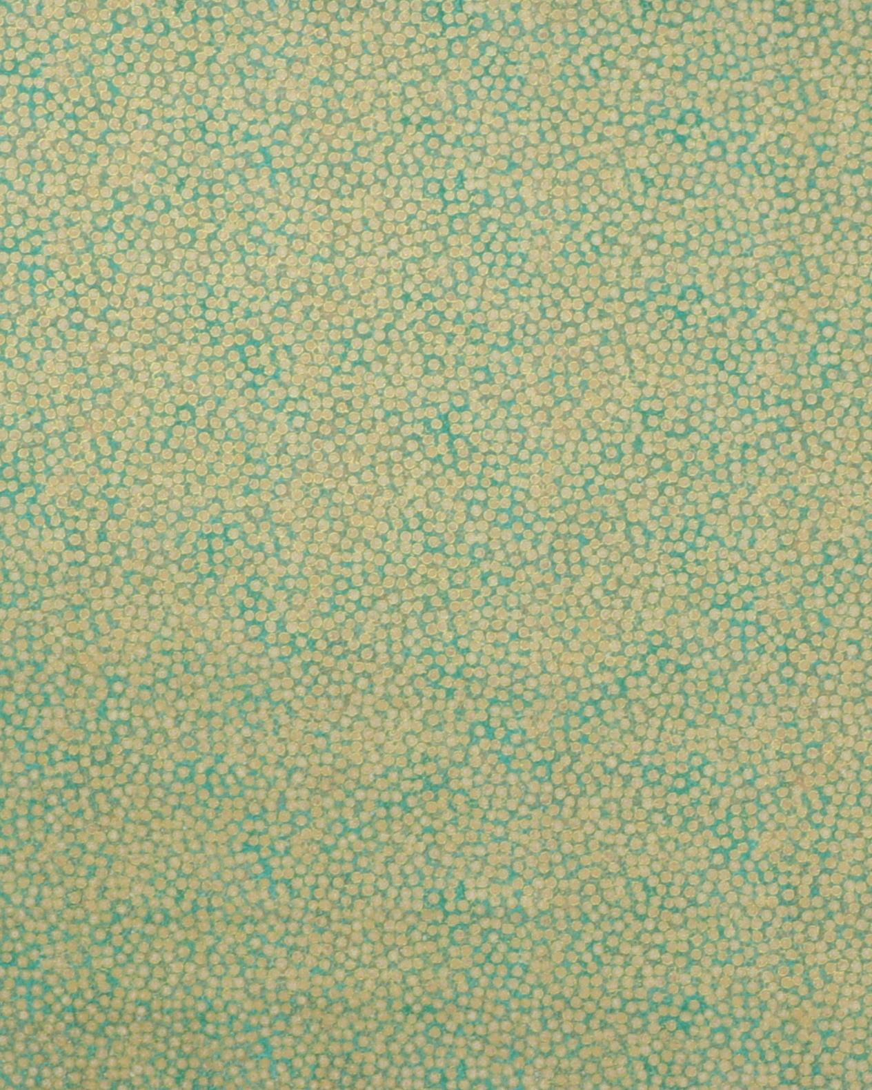 Meleret med bobler - Patchwork - Grøn/lys gyldenbrun - 100% Bomuld