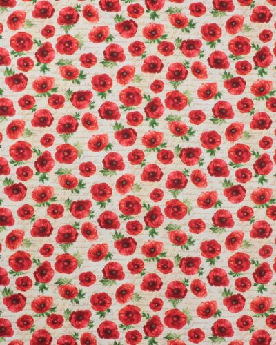 Valmuer og skrift på offwhite - Patchwork