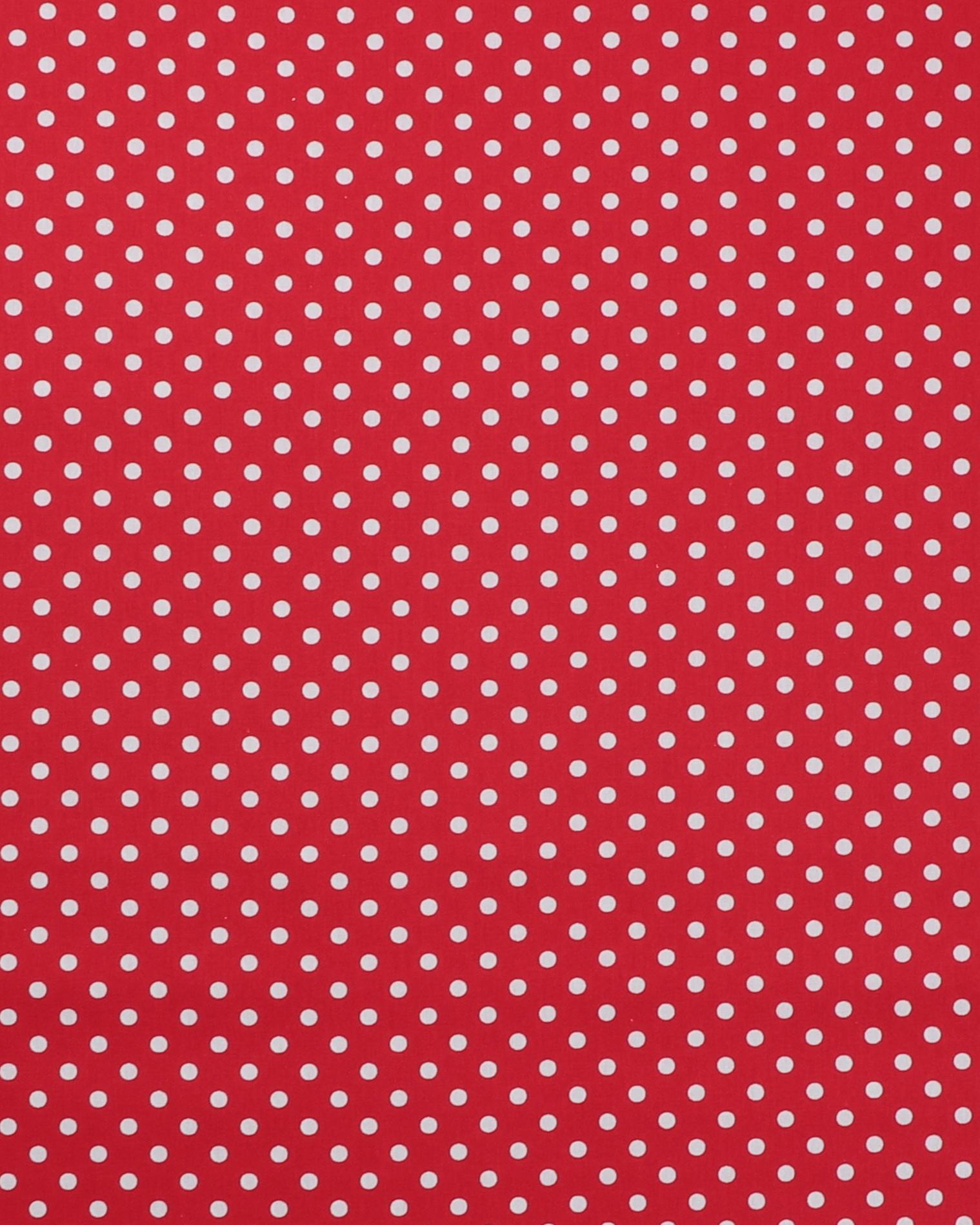 Rød med hvide prikker - Bomuld - 100% Bomuld