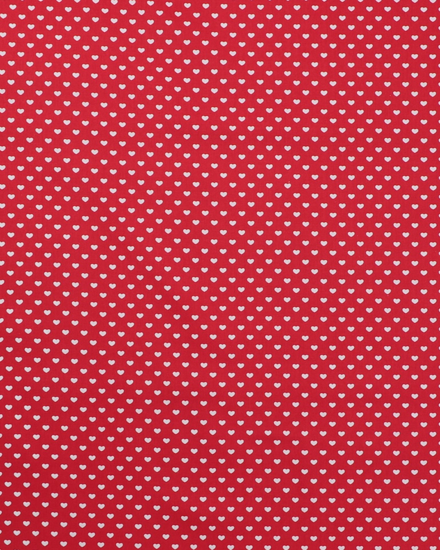 Rød med hvide hjerter - Bomuld - 100% Bomuld