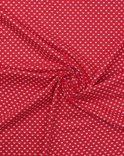 Rød med hvide hjerter - Bomuld